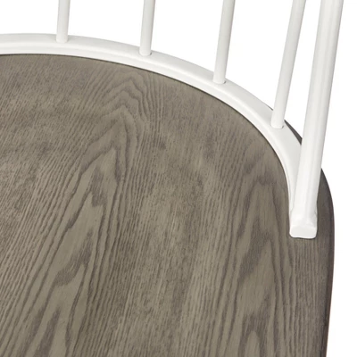 Set Of 2 Milo Windsor Metal With Wood Seat Dining Chairs White/Charcoal Gray - Buylateral - Image 2