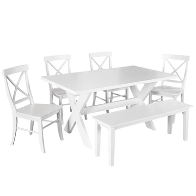 6pc Sumner Dining Set With Bench White - Buylateral - Image 3
