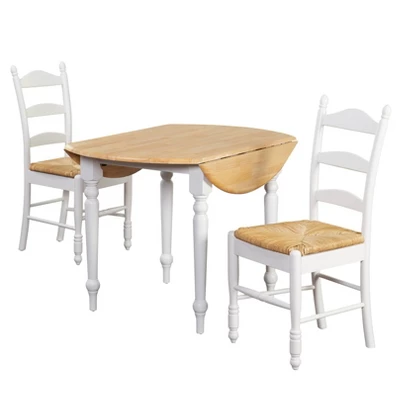 3pc Ladder Back Drop Leaf Dining Set Wood/White - Buylateral - Image 4