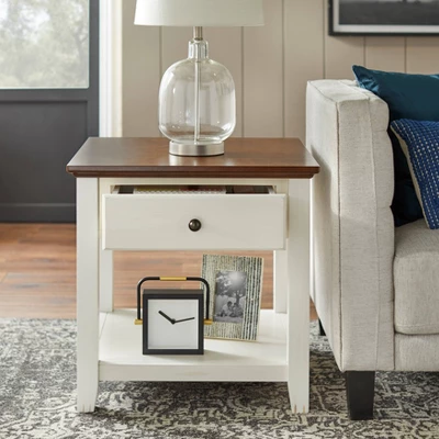Charleston End Table Off White/Chestnut - Buylateral - Image 2
