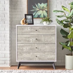 Crislana 4 Drawer Chest White/Weathered Gray - Buylateral