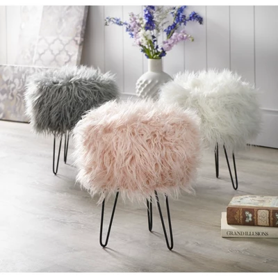 Patrice Faux Fur Stool - Buylateral - Image 2