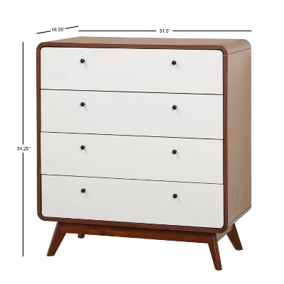 Cassie Mid-Century Modern 4 Drawer Chest Walnut/White - Buylateral - Image 5