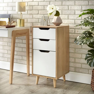Este 3 Drawer Filing Cabinet Natural/White - Buylateral