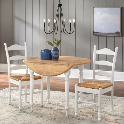 3pc Ladder Back Drop Leaf Dining Set Wood/White - Buylateral - Image 2