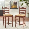 Set Of 2 24" Ladder Back Counter Height Barstools - Buylateral