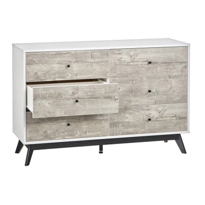 Crislana Mid-Century Modern 6 Drawer Dresser Gray/White - Buylateral - Image 3