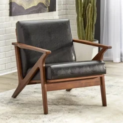 Bianca Mid-Century Modern Armchair Black/Walnut - Buylateral